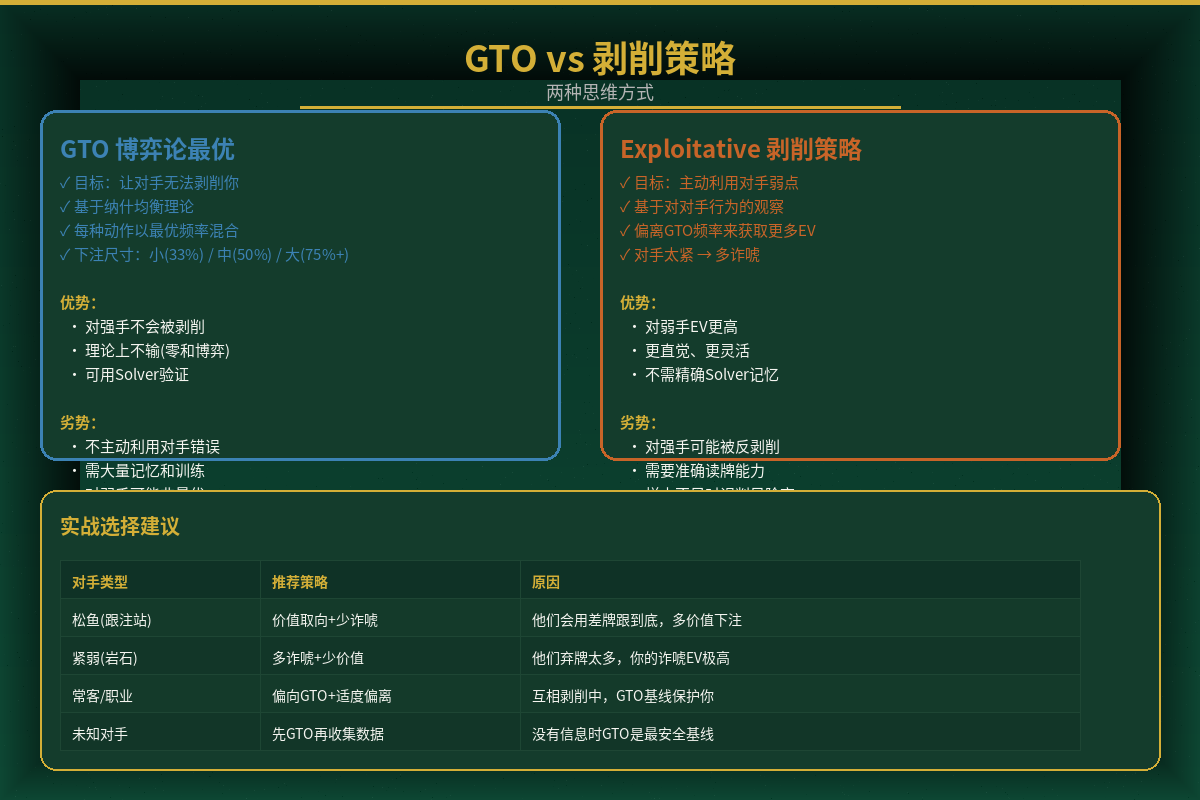 GTO vs 剥削策略